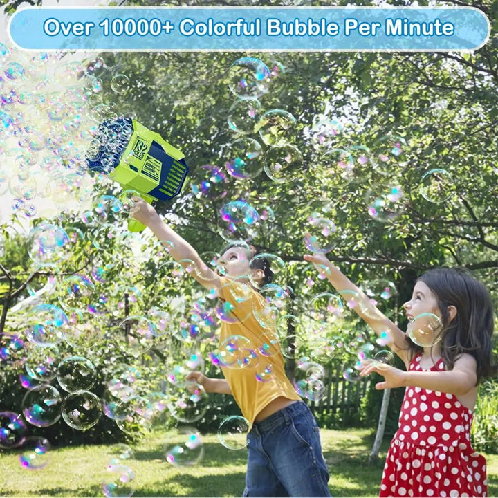 132 Holes Automatic Bubble Machine Racket Launcher For Kids - KIDZMART