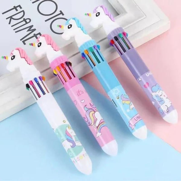 10 Colors In 1 Ballpoint Pen Unicorn Shape