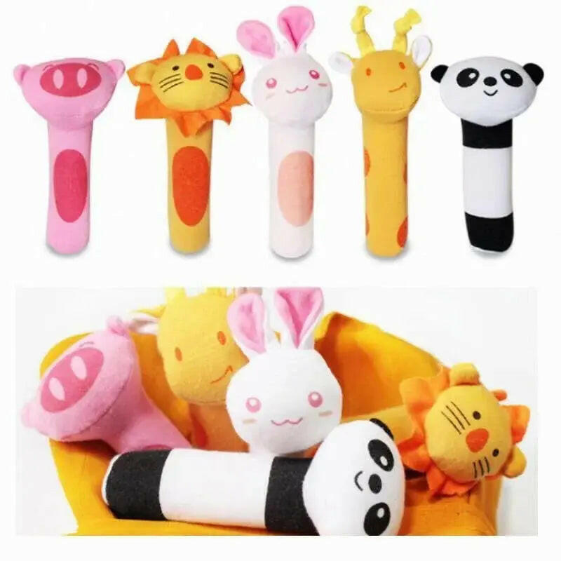 Plush Animal Hand Cranked Stick Stuff Toy (Pack of 5) - KIDZMART Pack-Of-5