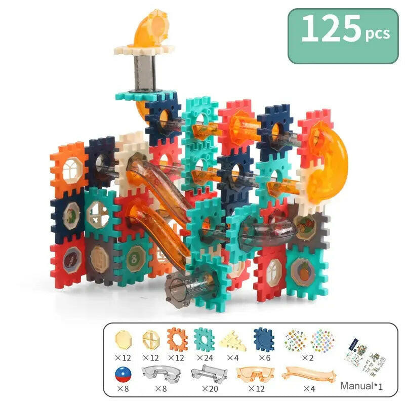 Pipeline Rolling Ball Building Blocks - 125 Pieces - KIDZMART