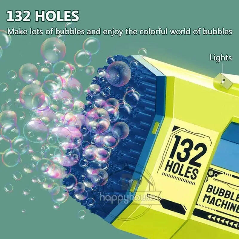 132 Holes Automatic Bubble Machine Racket Launcher For Kids - KIDZMART