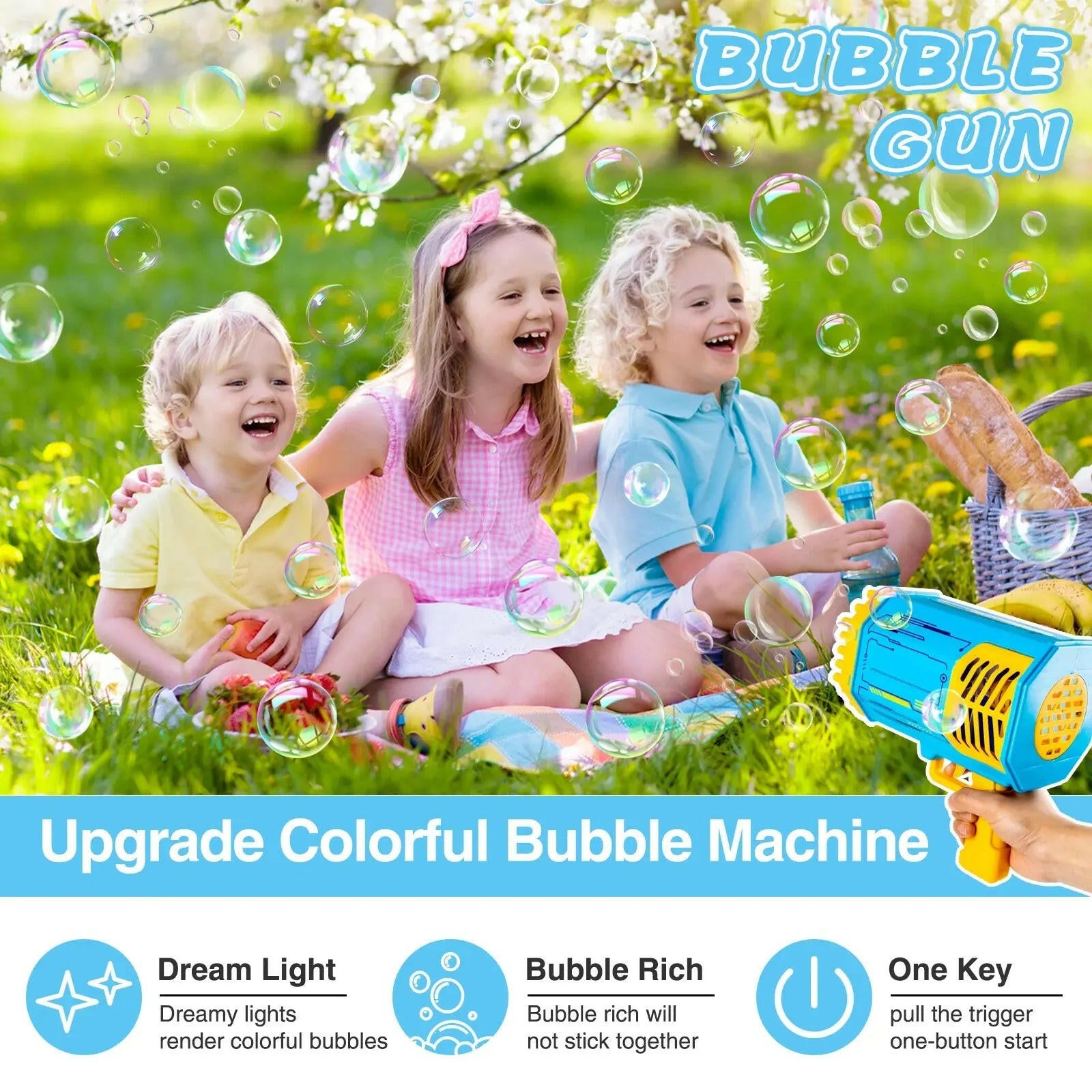 69 Hole Automatic Electric Bubble Machine Racket Launcher - KIDZMART 