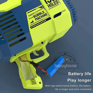 132 Holes Automatic Bubble Machine Racket Launcher For Kids - KIDZMART