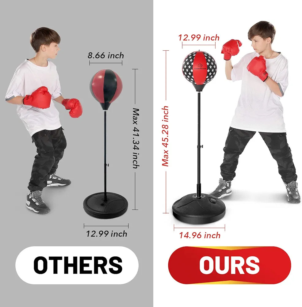 Cloud Fitness Punching Bag with Stand for Kids- Excellent Boxing Gloves, Perfect and Portable Design, Great Gift for Boys & Girls for Exercise and Fun Activities