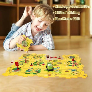 Puzzle Car Tracks & Electric Drive Set - KIDZMART