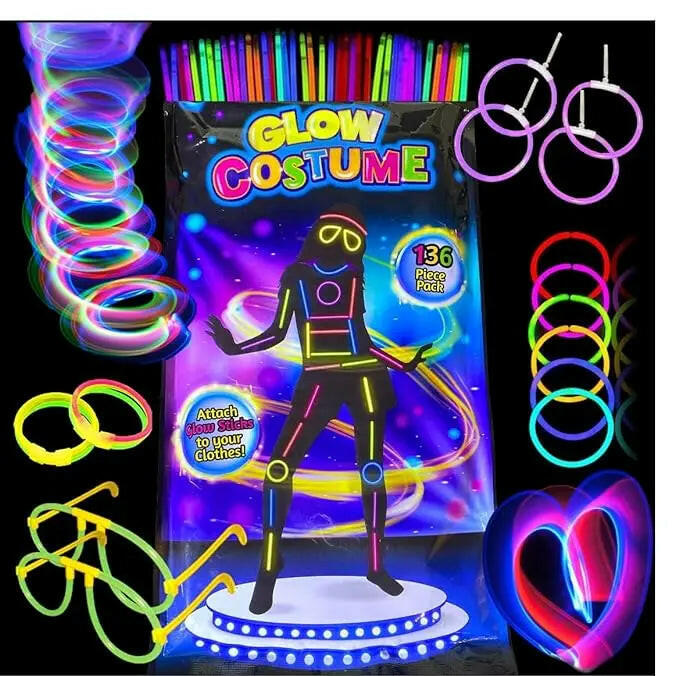 Fluorescent Glowing Light Costume Set (136 Pieces) - KIDZMART 