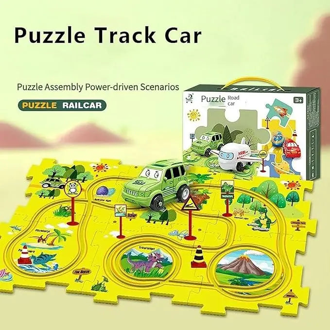 Puzzle Car Tracks & Electric Drive Set - KIDZMART