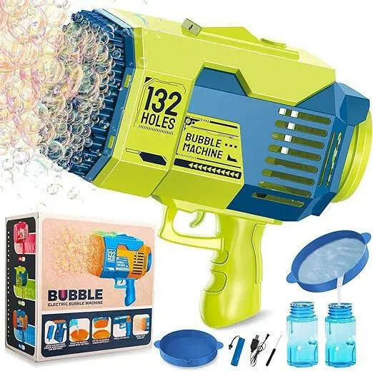 132 Holes Automatic Bubble Machine Racket Launcher For Kids - KIDZMART