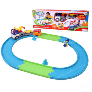 Battery Operated Block Track Playset With 30Pcs