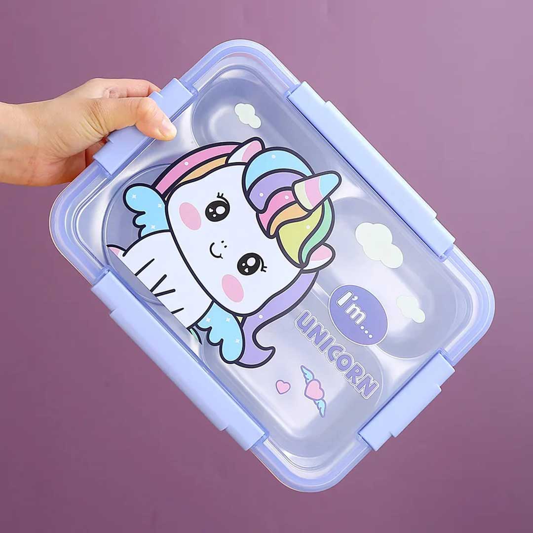 Cartoon Printed 4 Steel Compartments Lunch Box (2539)