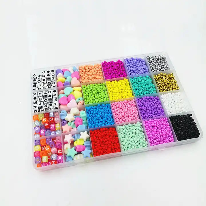 24 Grid DIY Beads With Scissors String Box