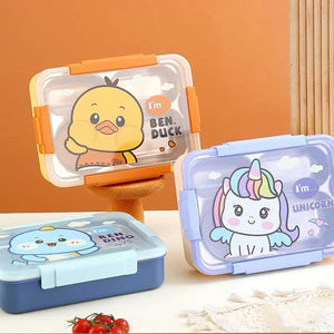 Cartoon Printed 4 Steel Compartments Lunch Box (2539)