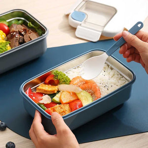 Stainless Steel Lunch Box with Two Compartments and Spoon Hermetic Packed Lunch Box for kids