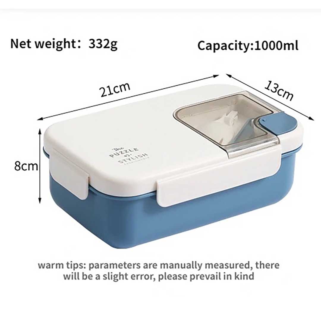 Stainless Steel Lunch Box with Two Compartments and Spoon Hermetic Packed Lunch Box for kids