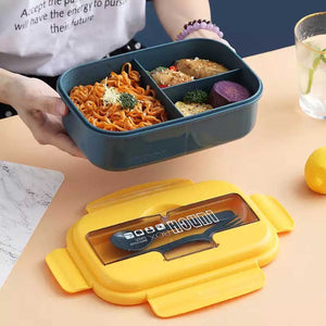 Portable Three -layer lunch box with separate box and cutlery set, suitable for Kids