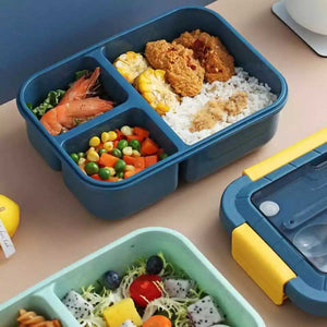 Portable Lunch Box With Lid Cutlery Compartment Food Fruit Container Microwave Heating Sealed Lunch