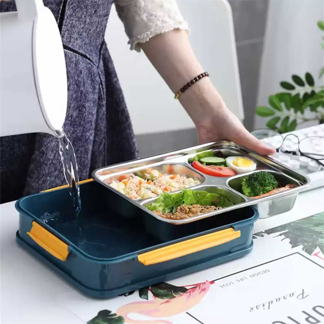 Stainless Steel Lunch Box, Food Warmer, Leakproof Kids Lunch Box with 3 Compartment for Travel, Picnic, School and Office