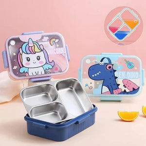 Spill Proof 3 Steel Compartments Lunch Box (2532) (Deal)