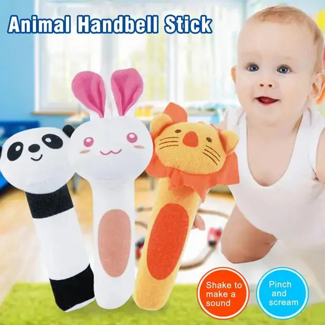 Plush Animal Hand Cranked Stick Stuff Toy (Pack of 5) - KIDZMART 