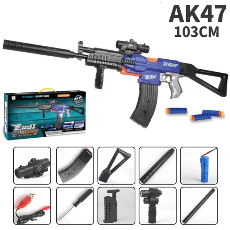 AK47 Rechargeable Electric Toy Gun Nerf Soft Darts For Kids - 103cm