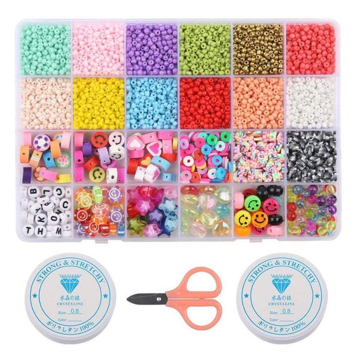 24 Grid DIY Beads With Scissors String Box