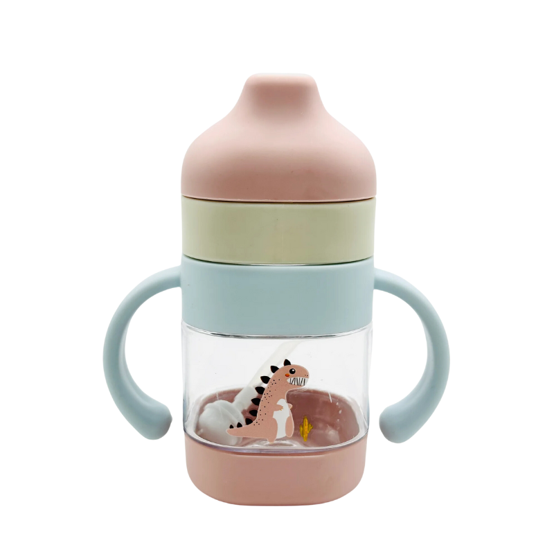 Dino Transparent Water Bottle With Soft Silicon Sipper For Kids