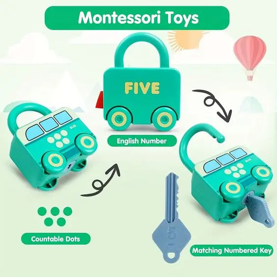 Montessori Numbers Matching Locks Train and Keys - KIDZMART