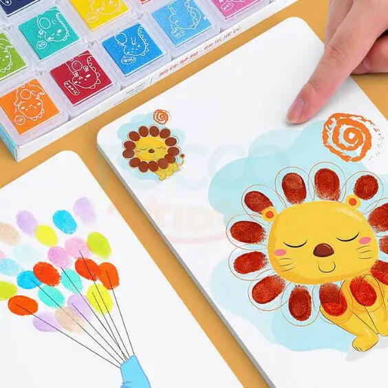 Kids Finger Painting Doodle Coloring Book Set - KIDZMART 