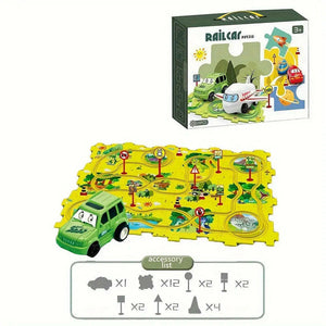 Puzzle Car Tracks & Electric Drive Set - KIDZMART