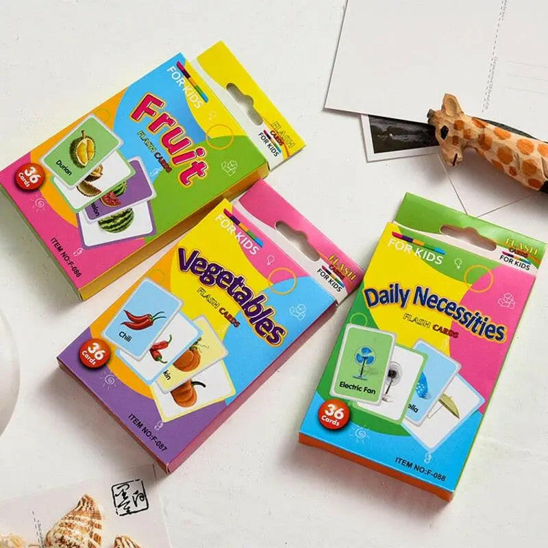 Kids Montessori Learning English Words Card Pocket Flash Cards - KIDZMART