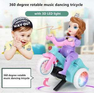 LED Lit Dancing Tricycle Rotating Electric Toy with Lights - KIDZMART