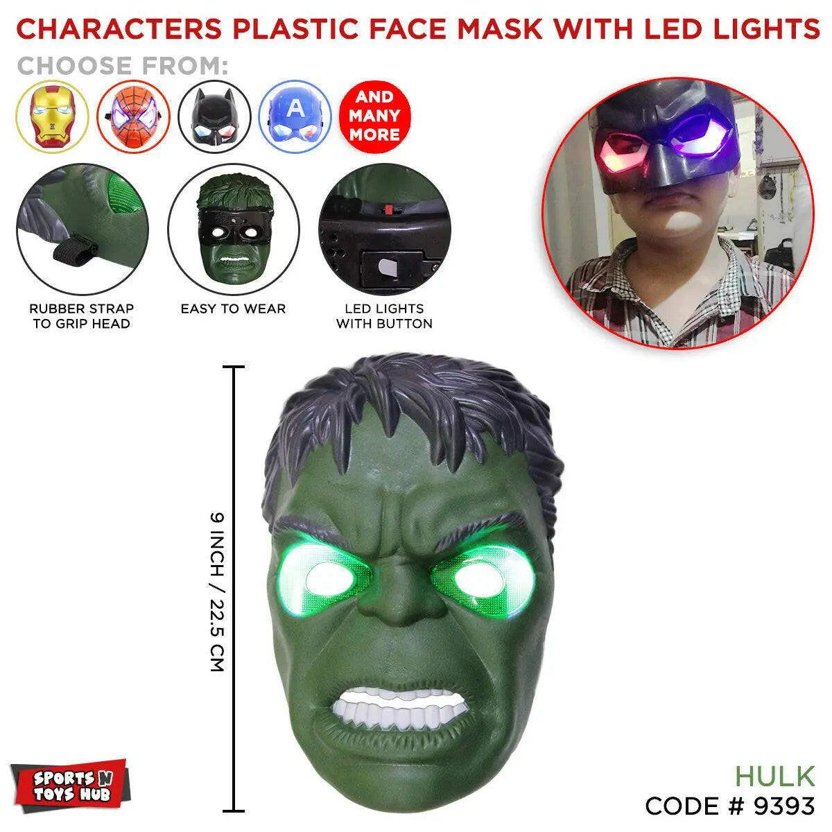 Spider Man Iron Man Hulk lighting Masks - KIDZMART