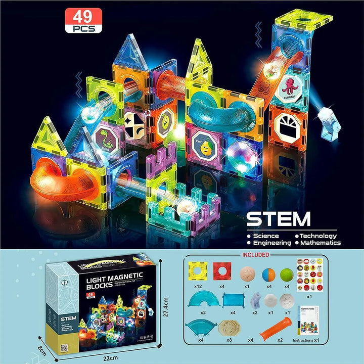 STEM Light Magnetic Blocks 49pcs Learning Toy For Kids - KIDZMART