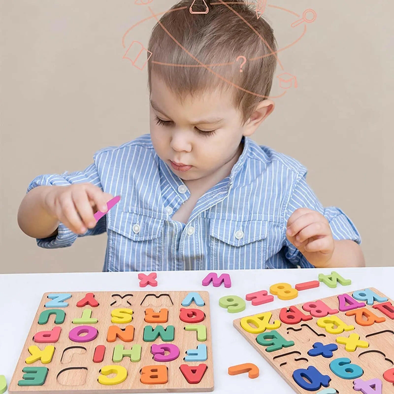 Wooden Puzzles Board Game Educational Montessori Toys for Kids - KIDZMART