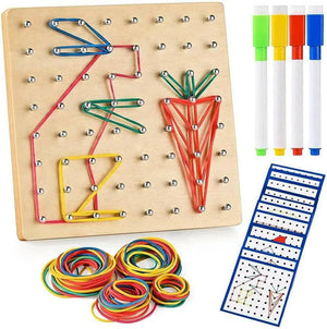 Wooden Stem Rubber Band pattern Board Game - KIDZMART