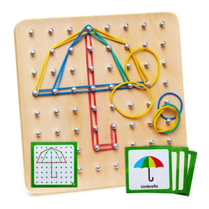 Wooden Stem Rubber Band pattern Board Game - KIDZMART