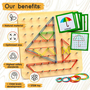 Wooden Stem Rubber Band pattern Board Game - KIDZMART