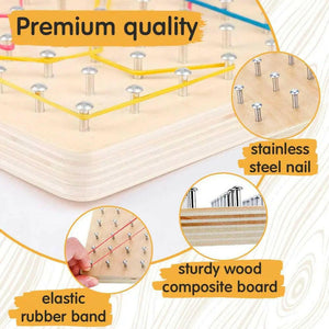 Wooden Stem Rubber Band pattern Board Game - KIDZMART